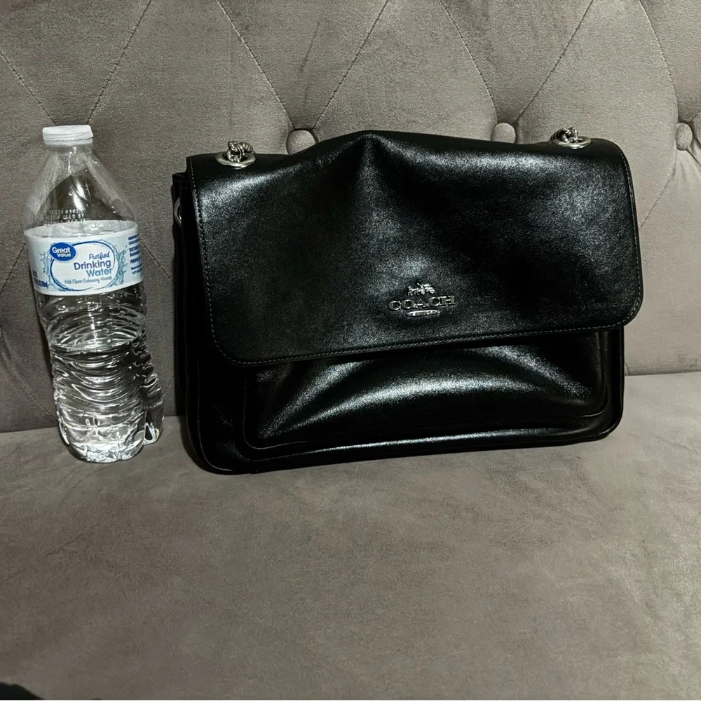 Coach Elodie Crossbody Bag Shiny smooth leather black